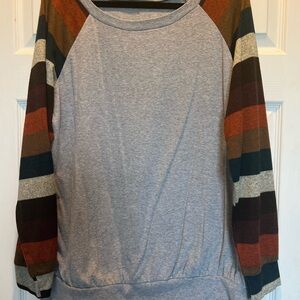 Striped Sleeve Raglan Top